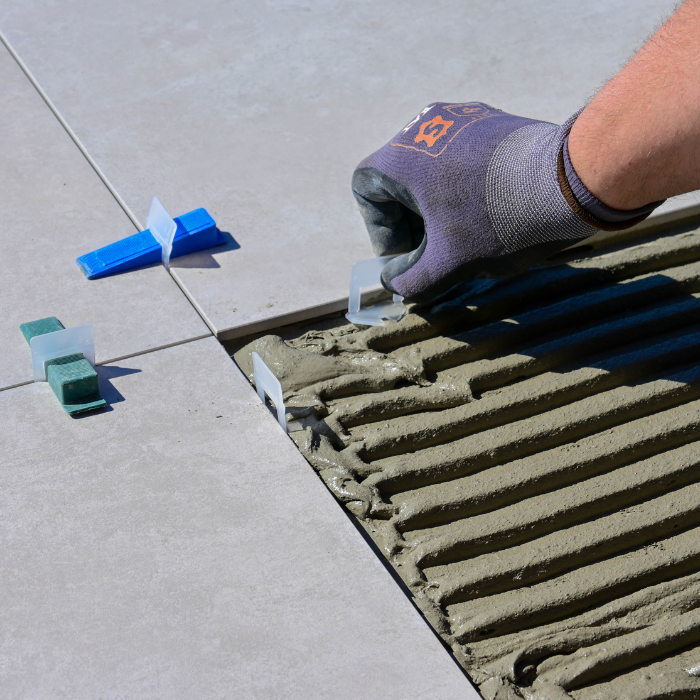 Carrelage grès cérame antidérapant posé en extérieur