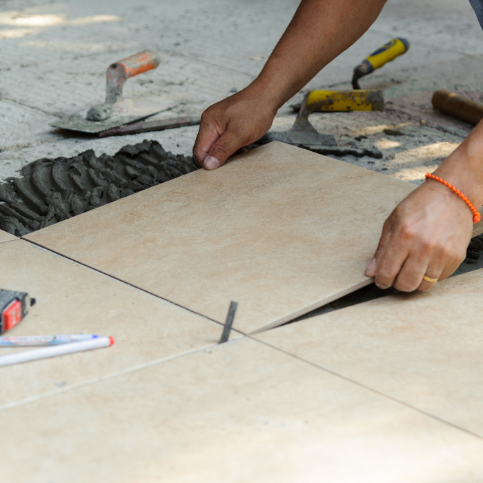 Pose de carrelage extérieur antidérapant