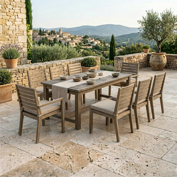 Terrasse en travertin après pose